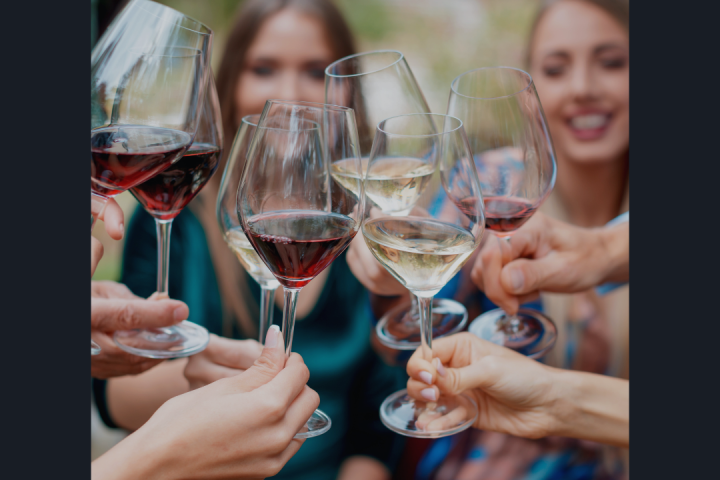 a person holding a glass of wine